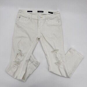 Vigoss Jeans Womens 27 Ivory The Thompson Tomboy Stretch Ripped Distressed